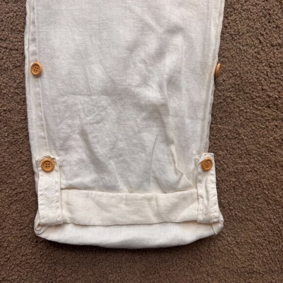 Style & Co Linen Pants Womens 8 Roll Up Embroidered Pocket Pull On Wide Leg Boho - Picture 5 of 6